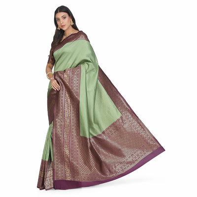 Indyancart RV Women's Banarasi Cotton Silk With Zari weaving Saree  ( KVD1008 )
