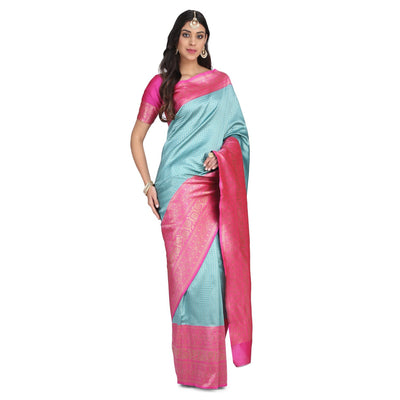 Indyancart RV Women's Banarasi Cotton Silk With Zari weaving Saree  ( KVD1009 )