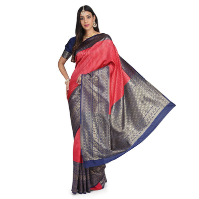 Indyancart RV Women's Banarasi Cotton Silk With Zari weaving Saree  ( KVD1010 )
