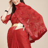 Dhiyona RV Women's Chiffon Fabric With Satin Ribbon Flower And Cording Emboirdered Saree With Blouse ( KVD1065 )