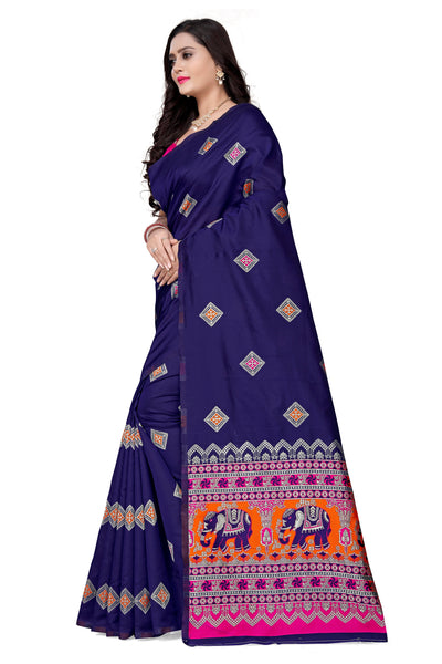 Indyancart RV Women's Banarasi Jacquard With Zari Weaving Saree With Blouse  ( KVD1087 )