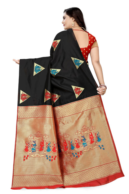 Dhiyona RV Women's Banarasi Silk With Silver Zari Weaving Saree With Blouse ( KVD1126 )