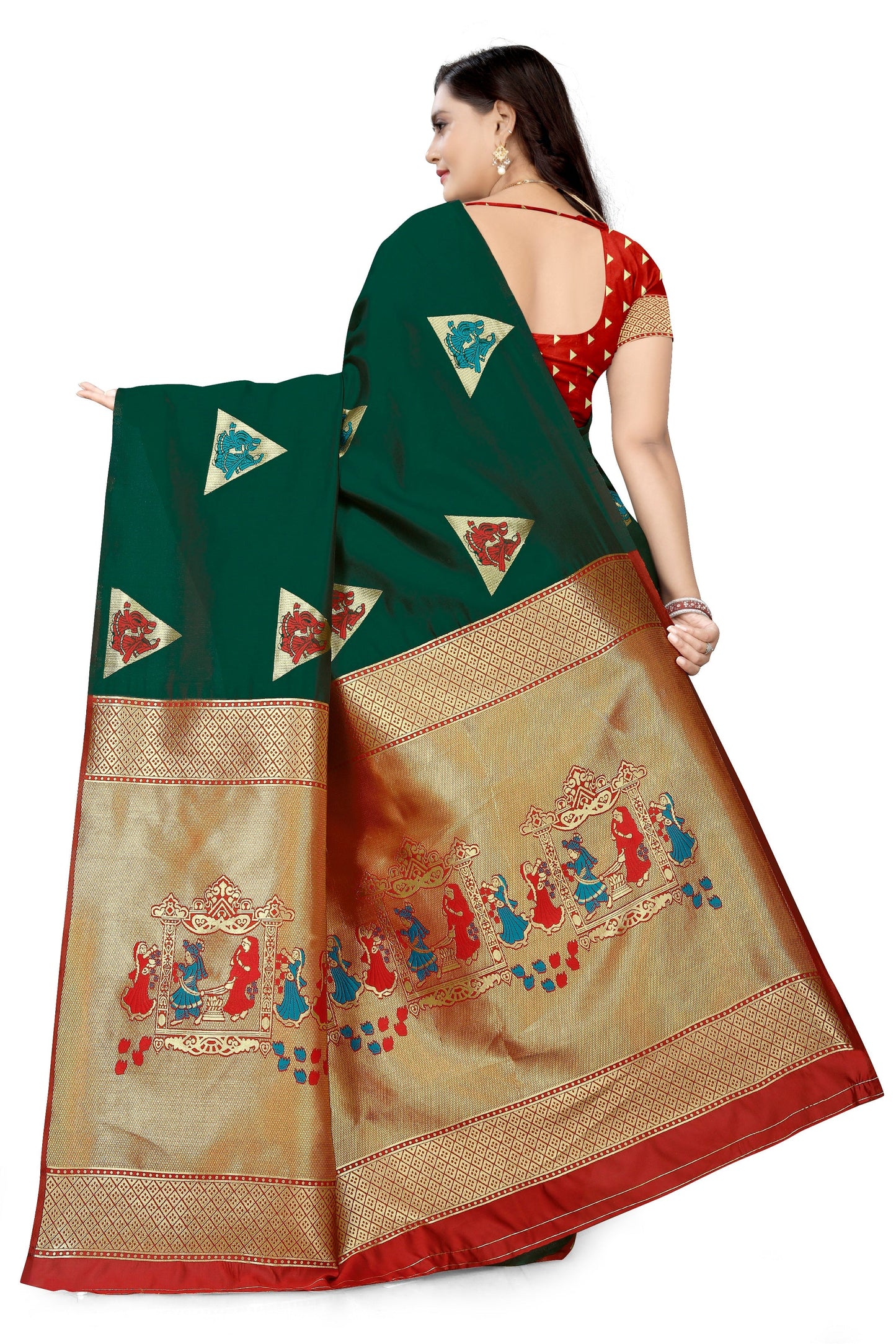 Dhiyona RV Women's Banarasi Silk With Silver Zari Weaving Saree With Blouse ( KVD1127 )