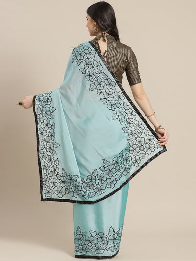 Indyancart RV Women's Rangoli Georgette With Sequine Embroidery Floral Work Saree With Blouse ( KVD1134 )