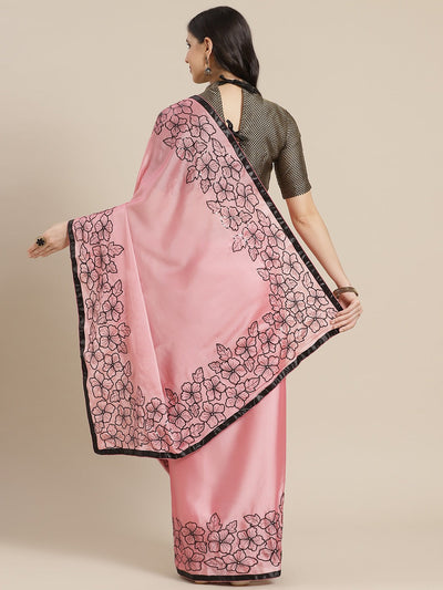 Indyancart RV Women's Rangoli Georgette With Sequine Embroidery Floral Work Saree With Blouse ( KVD1136 )