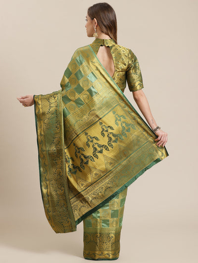 Indyancart RV Women's Banarasi Silk With Jacquard Print Saree  ( KVD1142 )