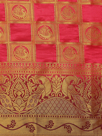 Indyancart RV Women's Banarasi Silk With Jacquard Print Saree  ( KVD1144 )