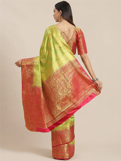 Indyancart RV Women's Banarasi Silk With Jacquard Print Saree  ( KVD1296 )