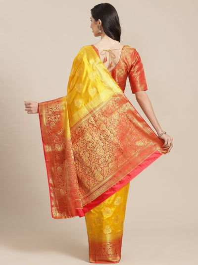 Indyancart RV Women's Banarasi Silk With Jacquard Print Saree  ( KVD1297 )