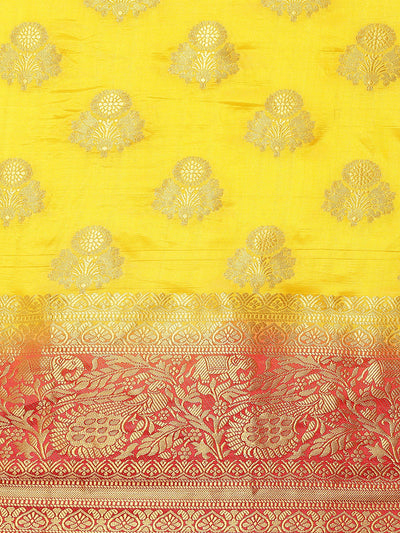 Indyancart RV Women's Banarasi Silk With Jacquard Print Saree  ( KVD1297 )
