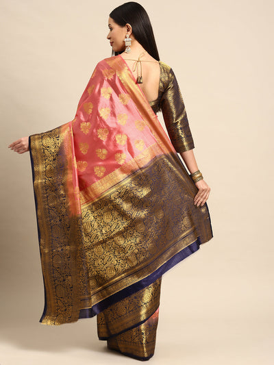 Indyancart RV Women's Banarasi Silk With Jacquard Print Saree  ( KVD1298 )
