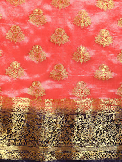 Indyancart RV Women's Banarasi Silk With Jacquard Print Saree  ( KVD1298 )