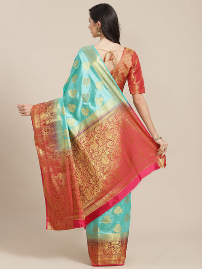 Indyancart RV Women's Banarasi Silk With Jacquard Print Saree  ( KVD1299 )