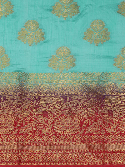 Indyancart RV Women's Banarasi Silk With Jacquard Print Saree  ( KVD1299 )