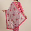Dhiyona RV Women's Chiffon Saree With Sequine Embroidered Work And Bandhani Flowers. ( KVD1315 )