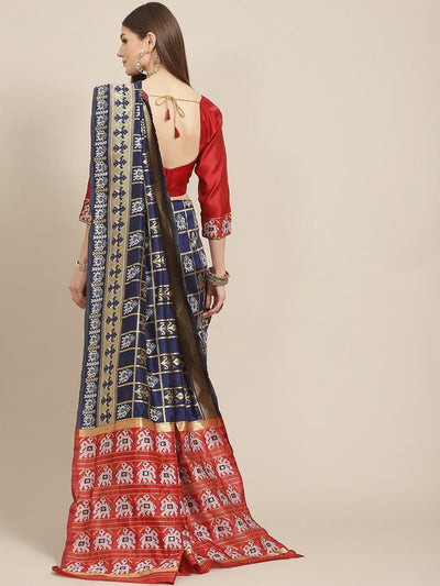 Indyancart RV Women's Vichitra Silk With Zari Embroidery Saree ( KVD1399 )