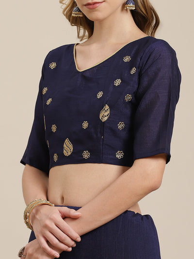 Indyancart RV Women's Vichitra Silk With Zari Embroidery Saree ( KVD1401 )