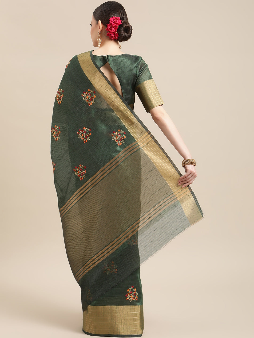 Indyancart RV Women's Soft Cotton With Zari Embroidery Saree ( KVD1440 )
