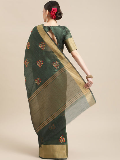 Indyancart RV Women's Soft Cotton With Zari Embroidery Saree ( KVD1440 )