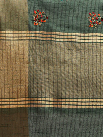 Indyancart RV Women's Soft Cotton With Zari Embroidery Saree ( KVD1440 )