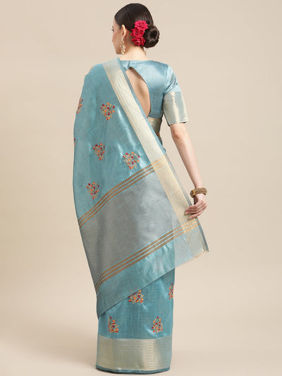 Indyancart RV Women's Soft Cotton With Zari Embroidery Saree ( KVD1443 )