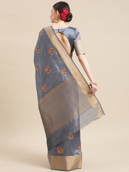 Indyancart RV Women's Soft Cotton With Zari Embroidery Saree ( KVD1445 )