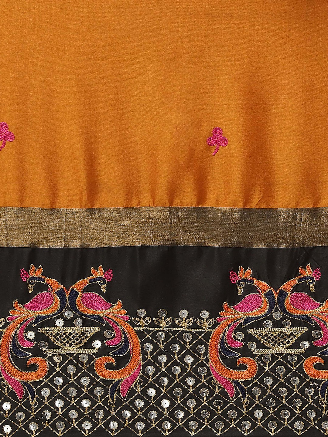 Indyancart RV Women's Designer Traditional Embroidered Cotton Silk Saree With Blouse ( KVD1447 )