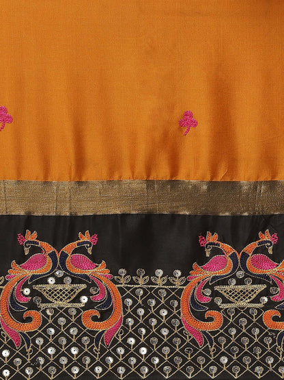 Indyancart RV Women's Designer Traditional Embroidered Cotton Silk Saree With Blouse ( KVD1447 )