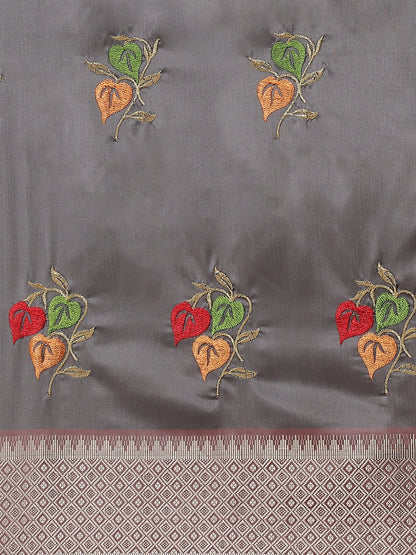 Indyancart RV Women's Soft Cotton Silk With Colourful Thread Embroidery Saree With Blouse ( KVD1470 )