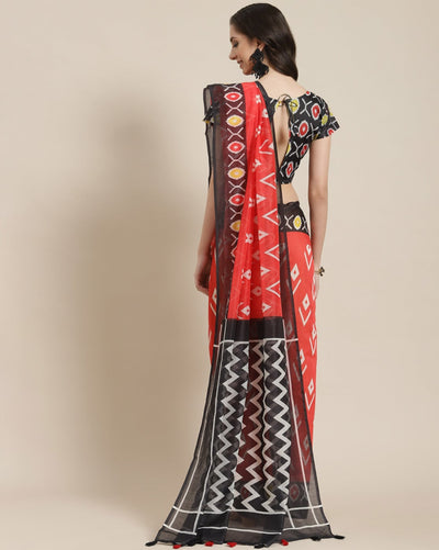 Indyancart RV Women's Linen Blend Floral Printed Exclusive Saree With Blouse ( KVD1501 )