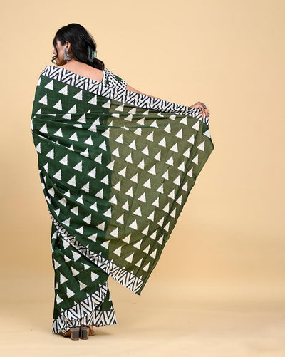 Indyancart RV Women's Linen Blend Floral Printed Exclusive Saree With Blouse ( KVD1503 )
