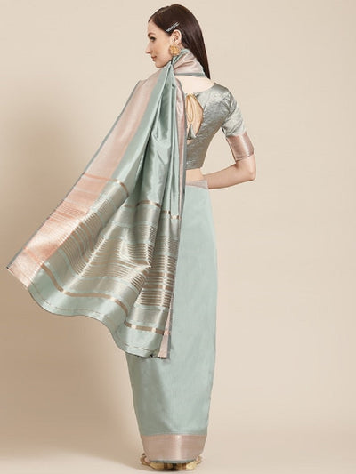 Indyancart RV Women's Soft Cotton Silk With Golden Broad Border Saree With Blouse ( KVD1516 )