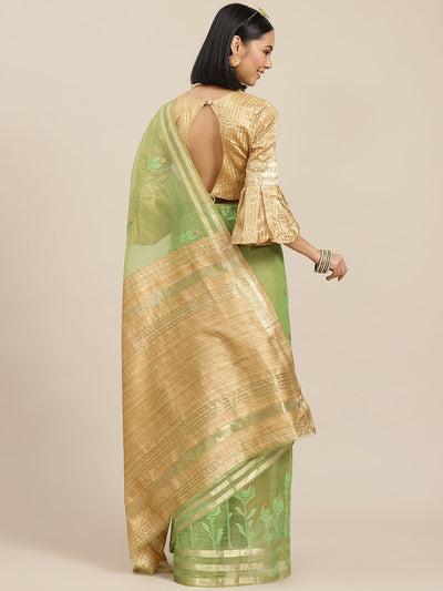 Indyancart RV Women's Organza And Embroidery Work Saree With Blouse ( KVD1522 )