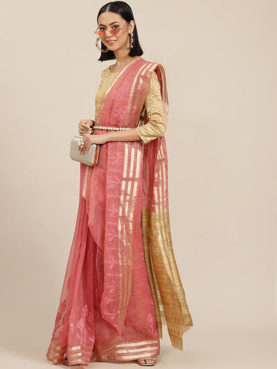 Indyancart RV Women's Organza And Embroidery Work Saree With Blouse ( KVD1525 )