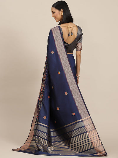 Indyancart RV Women's Soft Cotton Silk With Colourful Thread Embroidery Saree With Blouse ( KVD1537 )
