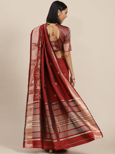 Indyancart RV Women's Soft Cotton Silk With Colourful Thread Embroidery Saree With Blouse ( KVD1539 )