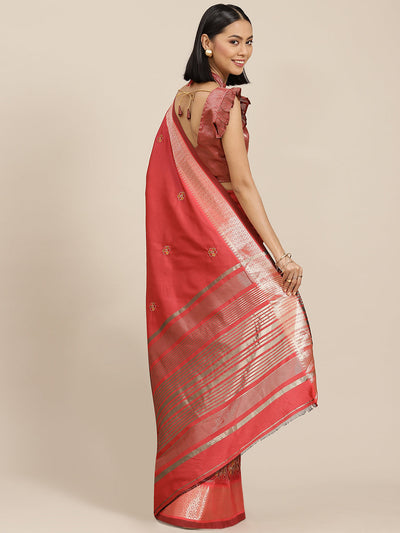 Indyancart RV Women's Soft Cotton Silk With Colourful Thread Embroidery Saree With Blouse ( KVD1540 )