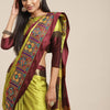 Dhiyona RV Women's Cotton Silk Heavy Kutchi Work With Peacock Design Embroidered Saree  ( KVD1545 )