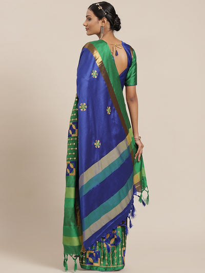 Indyancart RV Women's Designer Traditional Embroidered Cotton Silk Saree With Blouse ( KVD1572 )