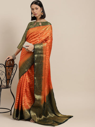 Indyancart RV Women's Banarasi Cotton Silk With Zari weaving Saree  ( KVD1583 )
