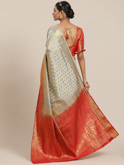 Indyancart RV Women's Banarasi Cotton Silk With Zari weaving Saree  ( KVD1584 )