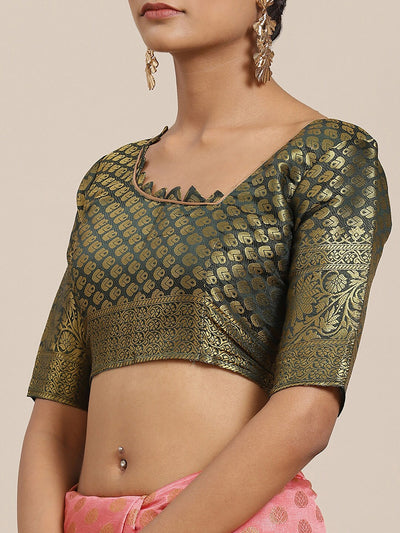 Indyancart RV Women's Banarasi Cotton Silk With Zari weaving Saree  ( KVD1586 )