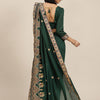 Indyancart RV Women's Vichitra Silk With Zari Embroidered Saree With Blouse ( KVD1596 )
