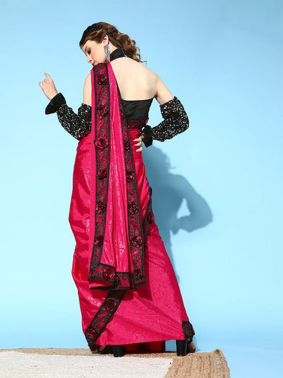 Indyancart RV Women's Rangoli Silk Saree With Detachable Sleeve Fancy Saree ( KVD1619 )