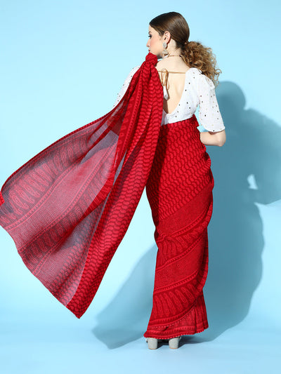 Indyancart RV Women's Full Crushed Georgette Digital Printed  Exclusive Saree ( KVD1625 )