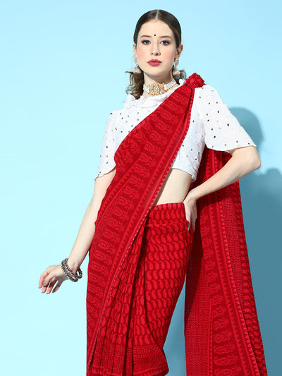Indyancart RV Women's Full Crushed Georgette Digital Printed  Exclusive Saree ( KVD1625 )
