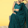 Indyancart RV Women's Elegant Georgette Sequins Embroidered Saree with Banglori Silk Blouse ( KVD1673 )