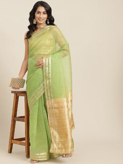 Indyancart RV Women's Organza Zari Weaving Saree With Blouse ( KVD1704 )