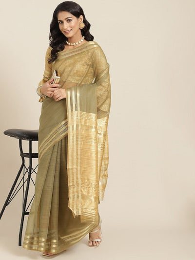 Indyancart RV Women's Organza Zari Weaving Saree With Blouse ( KVD1705 )