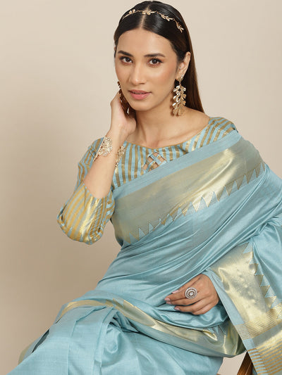 Indyancart RV Women's Assam Silk With Golden Broad Border Saree  ( KVD1717 )